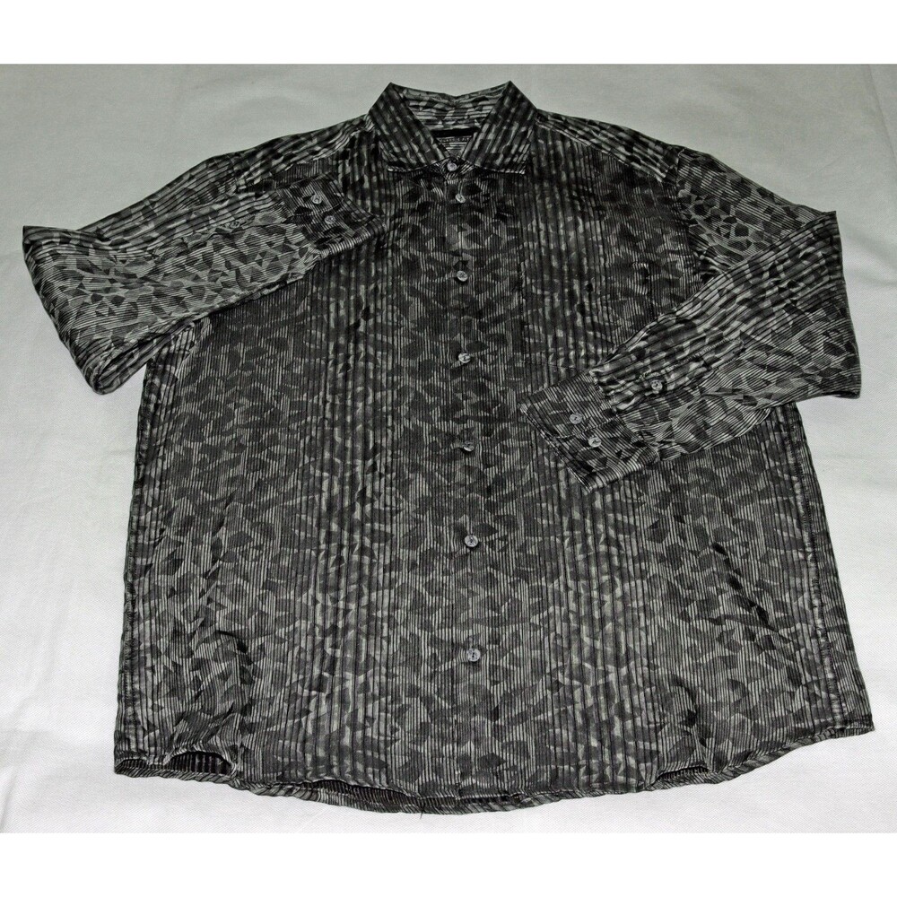Jhane Barnes Men's Long Sleeve Button Front Abstract Pattern Shirt Size Large